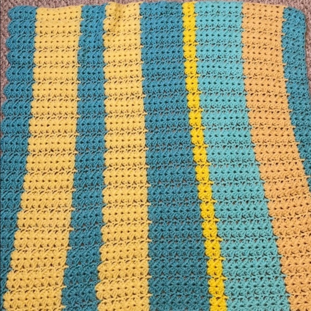 Handmade crochet knit lap baby blanket Afghan